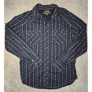 Arizona Jean Co. Men’s L Black Button-Up Long Sleeve Shirt Skull Graphic Western